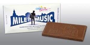 The Mile of Music chocolate bar is available at Crazy Sweet candy store, while supplies last.